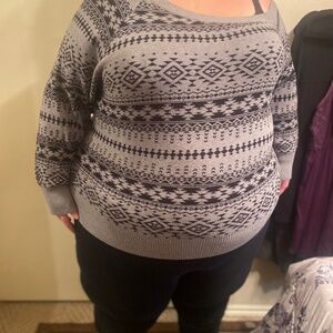 torrid Plus-Size Off-Shoulder Long Sweater, Grey, Size 5X